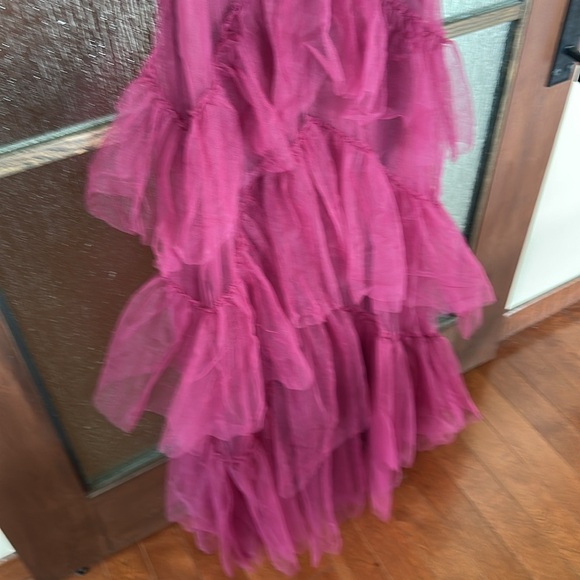Revolve BCBGMAXAZRIA Velvet Tull Tired Fit & Flare Long Dress Gown Size M - Picture 8 of 14